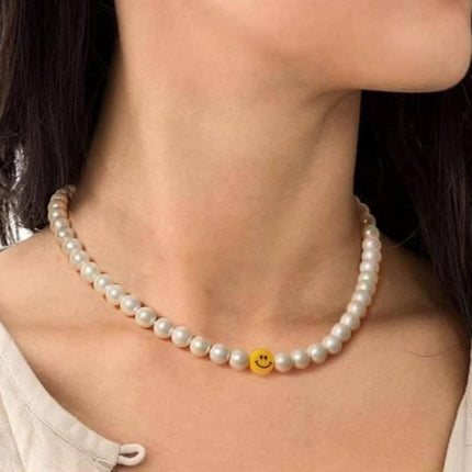 PD Enterprise Smiley Face Pearls Necklaces for Women