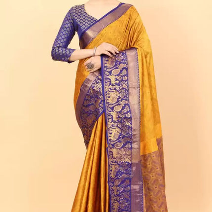 Trending Zari Jacquard Aura Silk Saree