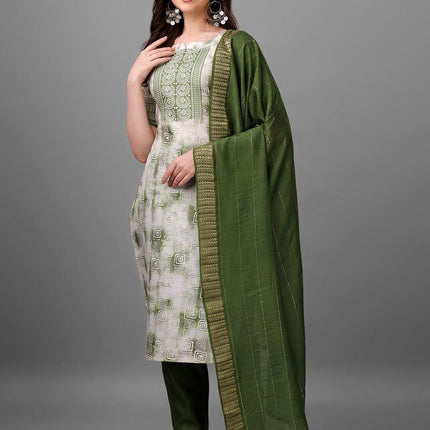 Straight Printed Round Neck Women Kurta Set