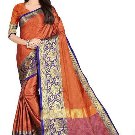 Attractive Zari Jacquard Aura Silk Saree