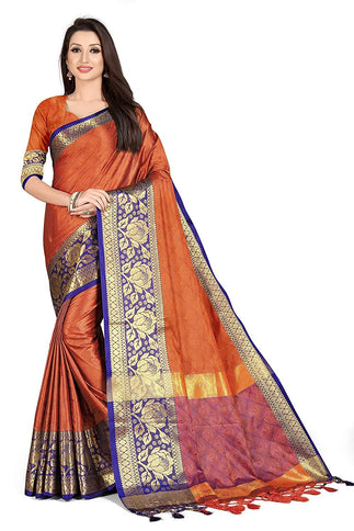 Attractive Zari Jacquard Aura Silk Saree