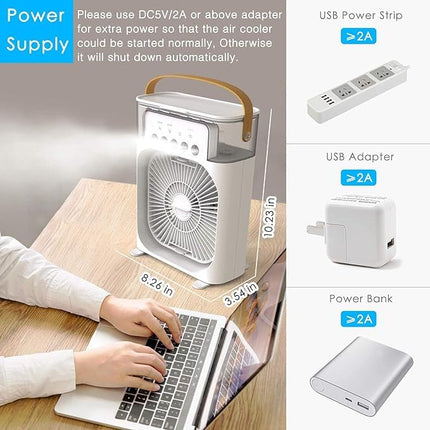 Multifunctional Portable Mini Air Cooler Fan - Portable Mini Cooler - Rechargeable Fan Portable AC for Home - Mini Humidifier Purifier - copy