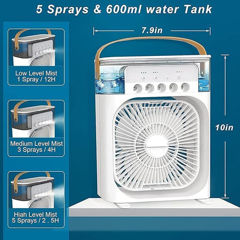 Multifunctional Portable Mini Air Cooler Fan - Portable Mini Cooler - Rechargeable Fan Portable AC for Home - Mini Humidifier Purifier - copy