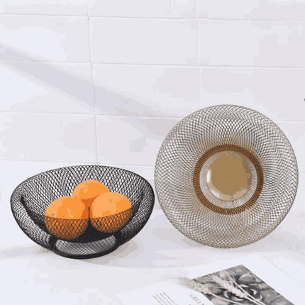 Metal Decorative Modern Wire Round for Fruit, Vegetable Storage, Kitchen Mesh Holder