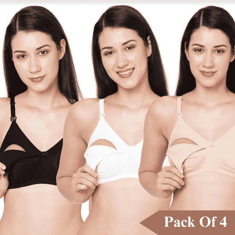 Women's Cotton Full Cup Feeding Bra/Nursing Bra(Pack Of 4)