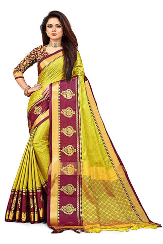 Beautiful Zari Jacquard Aura Silk Saree