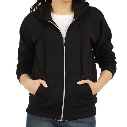 Women Cotton Solid Hoodie Jackets