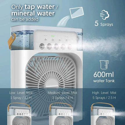 Multifunctional Portable Mini Air Cooler Fan - Portable Mini Cooler - Rechargeable Fan Portable AC for Home - Mini Humidifier Purifier - copy